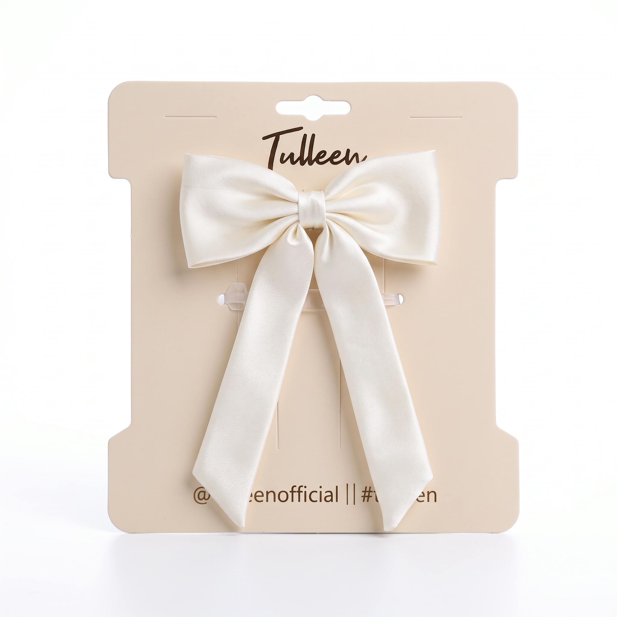 Ivory Satin Long Tail Hair Clip