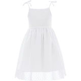 White Shoulder Tie Bow Dress