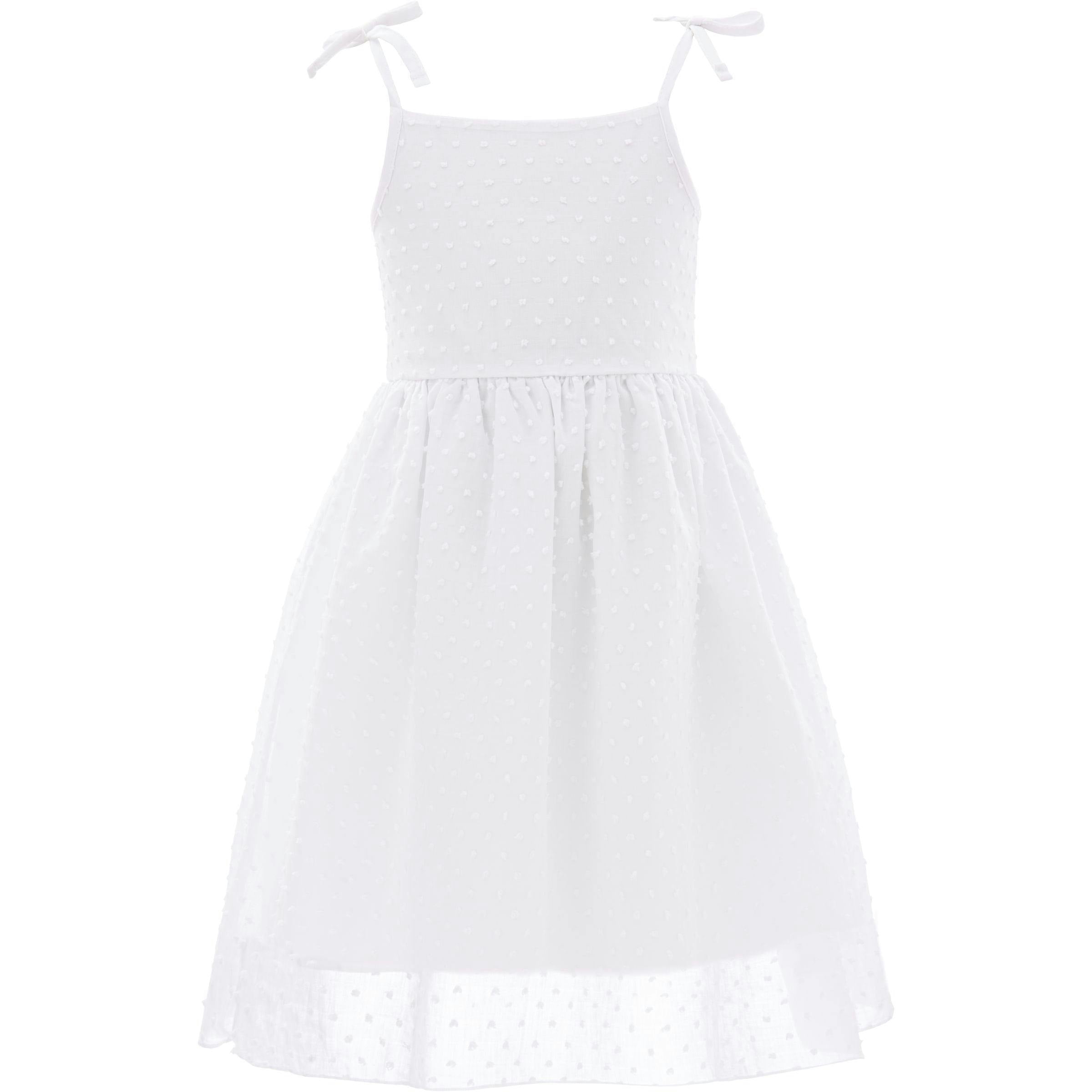 White Shoulder Tie Bow Dress