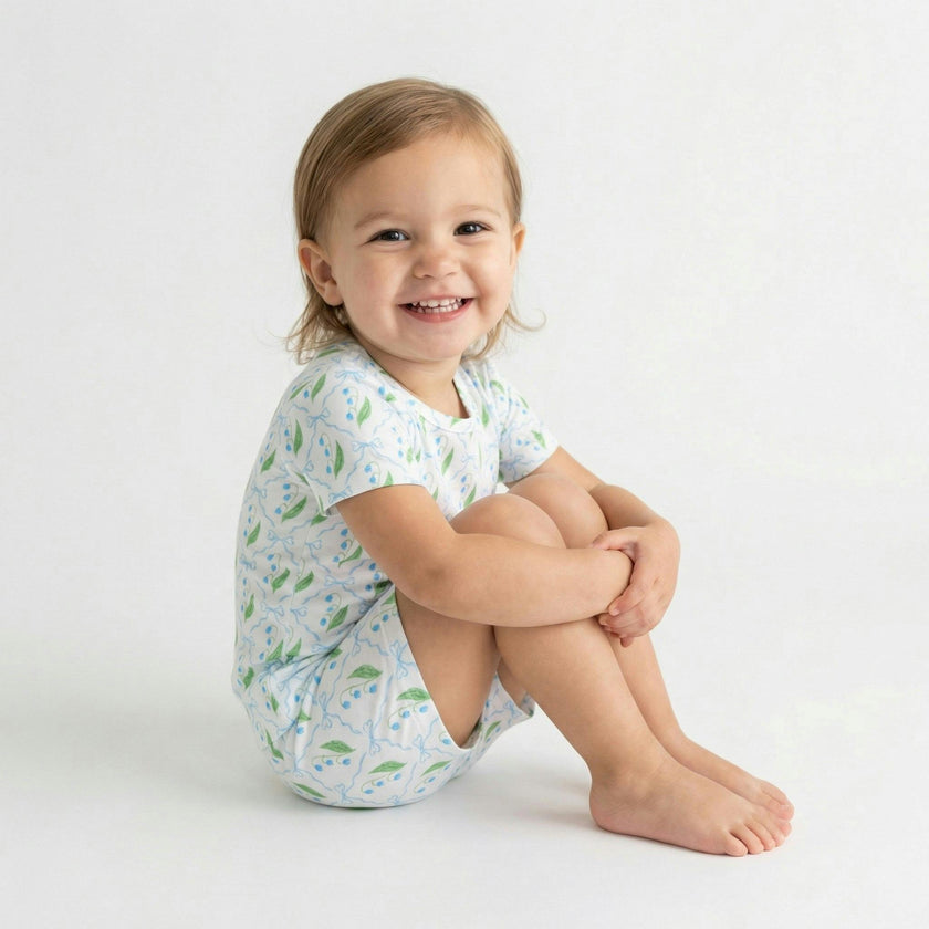Bluebell Bows Short Sleeve & Shorts Bamboo Toddler Pajama Set