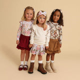 Burgundy Cotton Corduroy Scalloped Skirt
