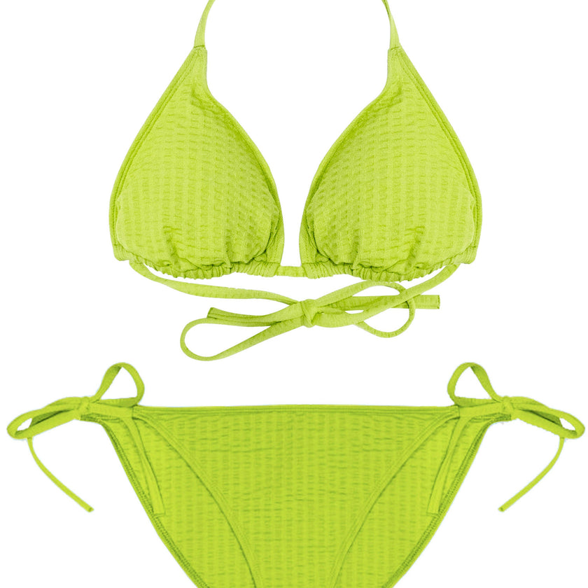 Teen Two-Piece Swimsuit, Mini Triangle & Bikini - Waffle Lime