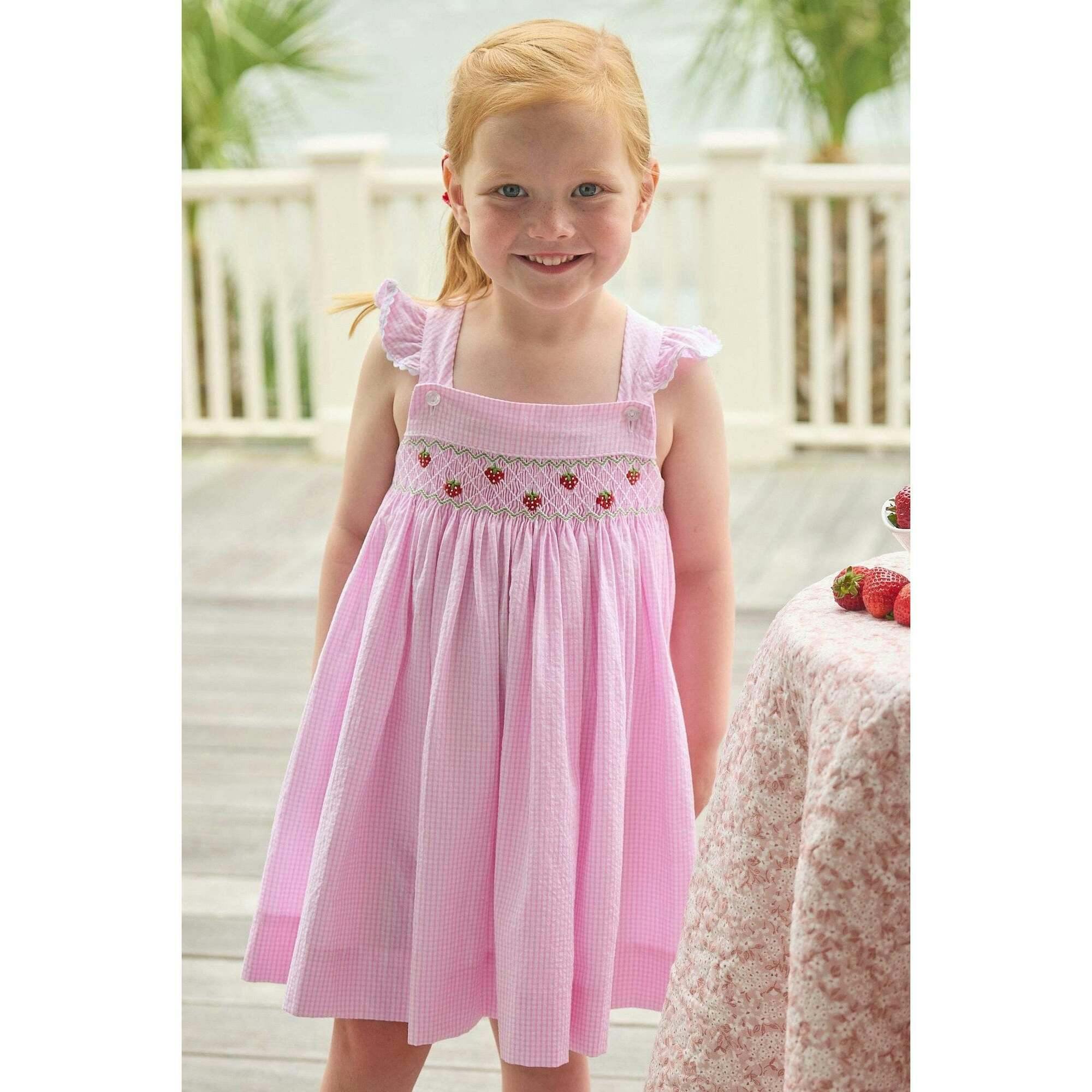 Smocked Lizzy D Dress - Strawberries