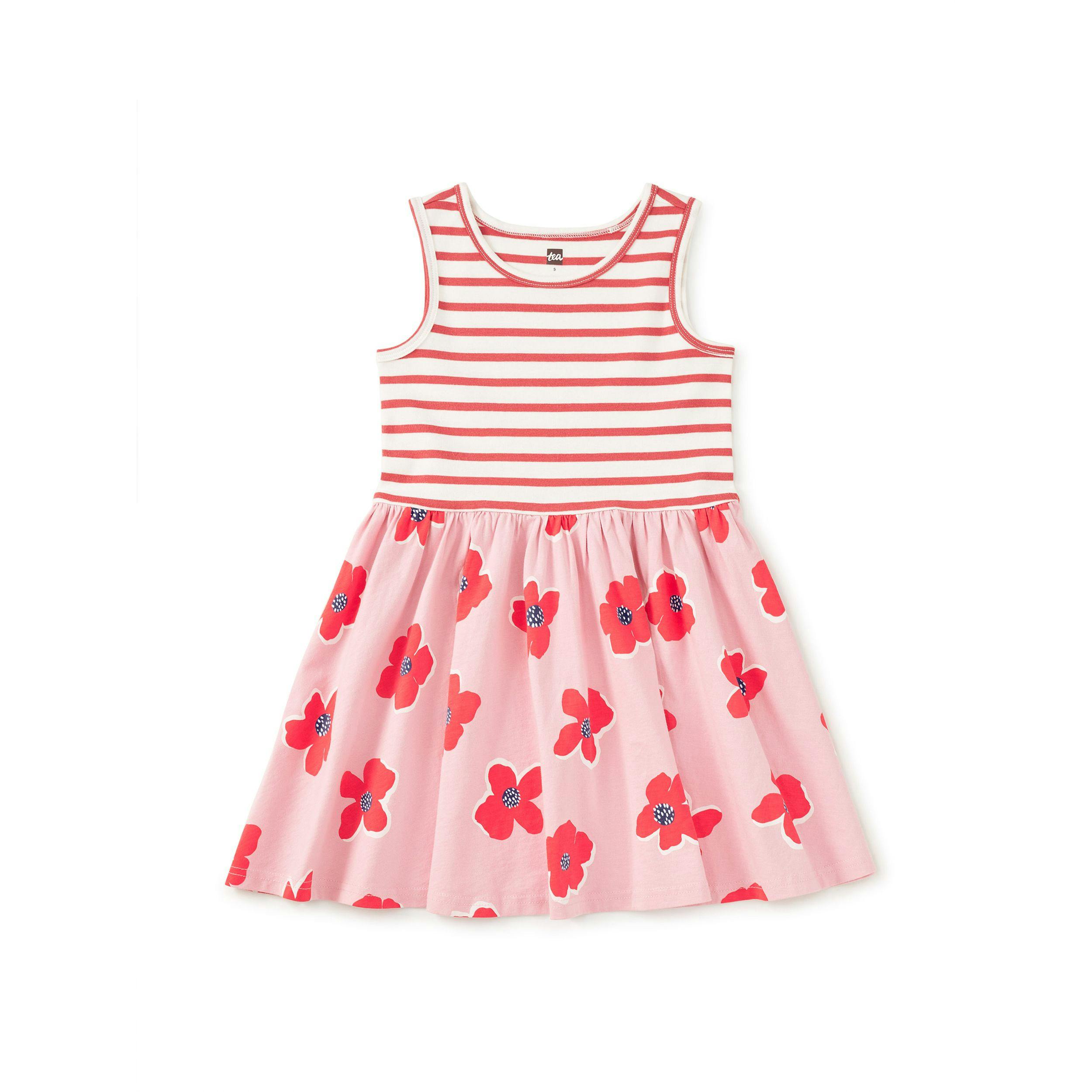 Print Mix Tank Skirted Dress, Rock Floral
