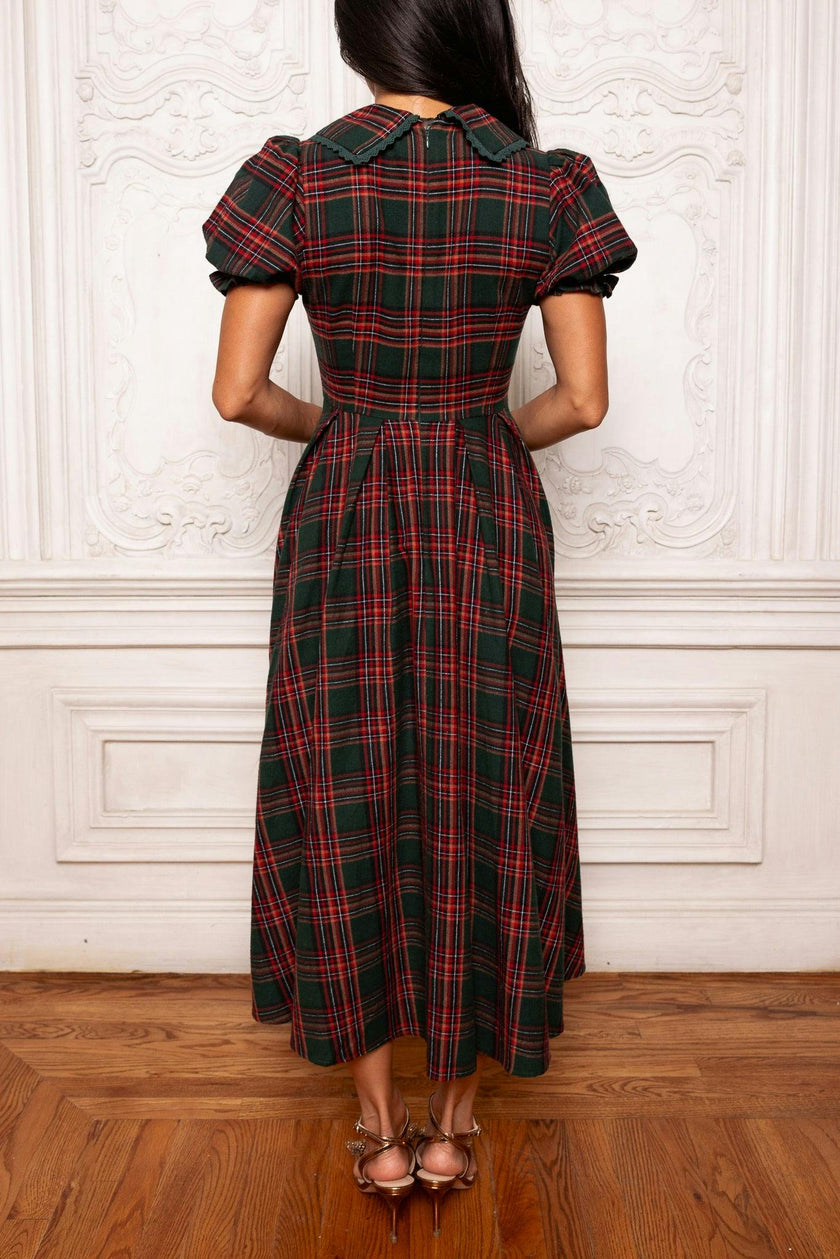 Sophia Dress in Evergreen Plaid