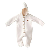 Cream Hood Buttoned Romper