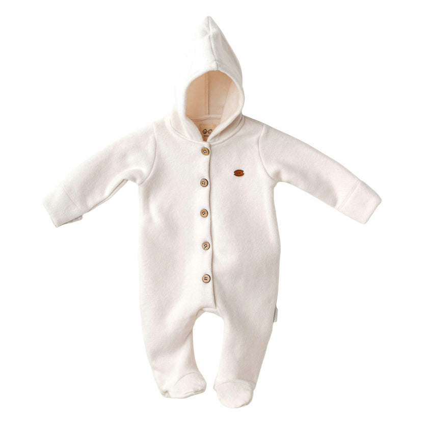 Cream Hood Buttoned Romper