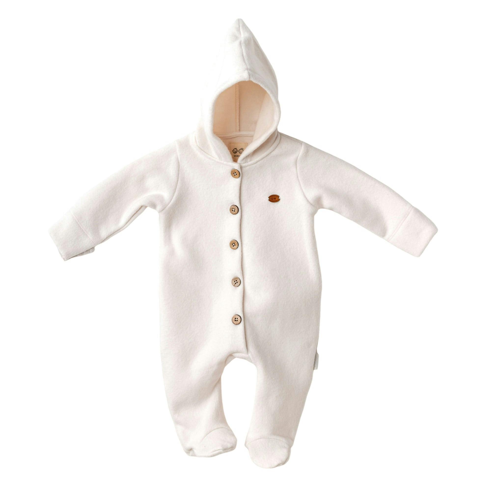 Cream Hood Buttoned Romper