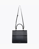 Large, Insulated, Chic Lunchbox, Black Croc