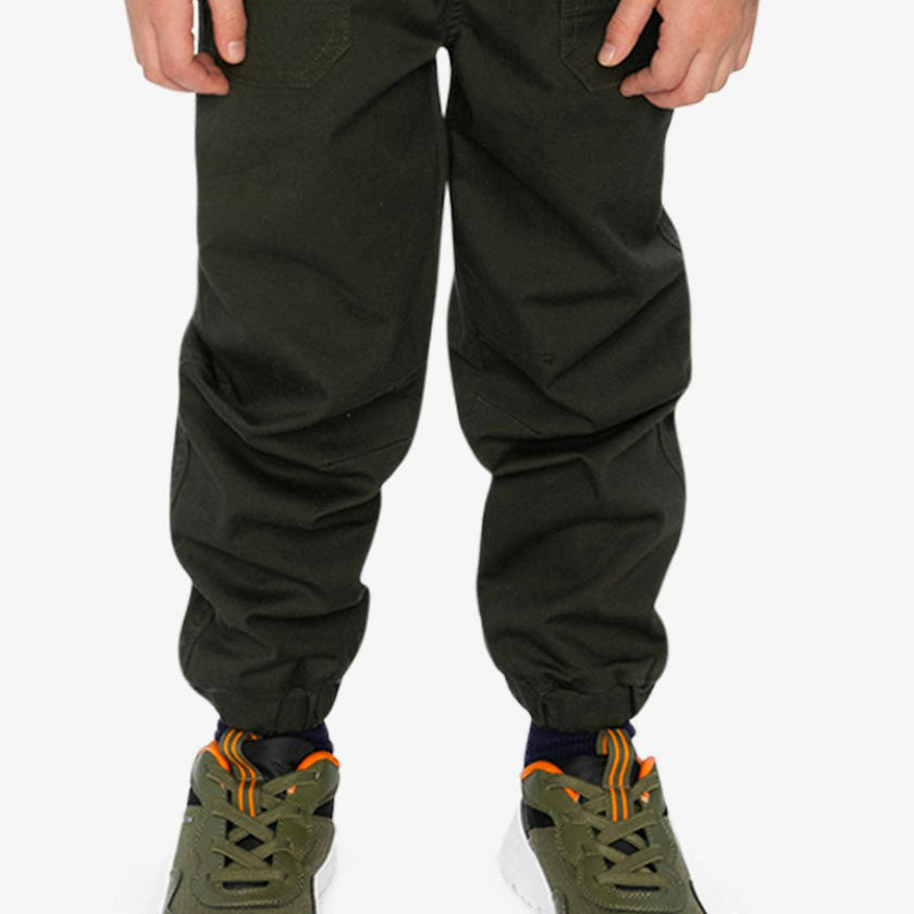 Stretch Canvas Jogger Pants Very Dark Green