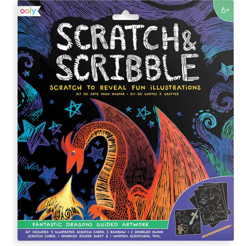 Scratch and Scribble Scratch Art Kit - Fantastic Dragon - 8 Cards 1 Sticker Sheet