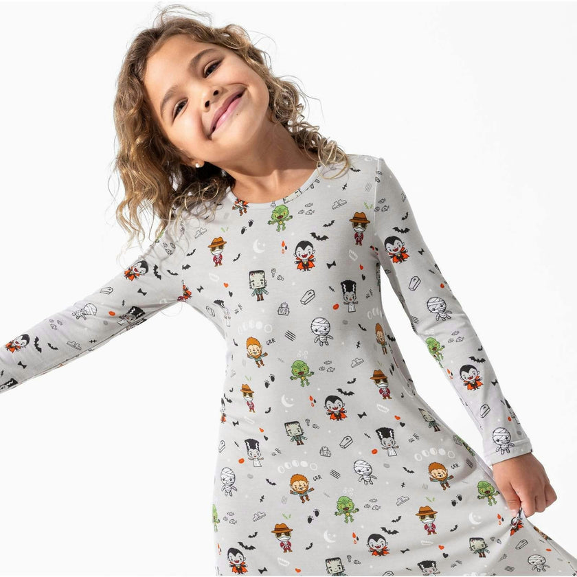 Little Monsters Bamboo Girls' Short Sleeve Dress