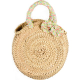 Annie Apple Print Raffia Round Beach Bag