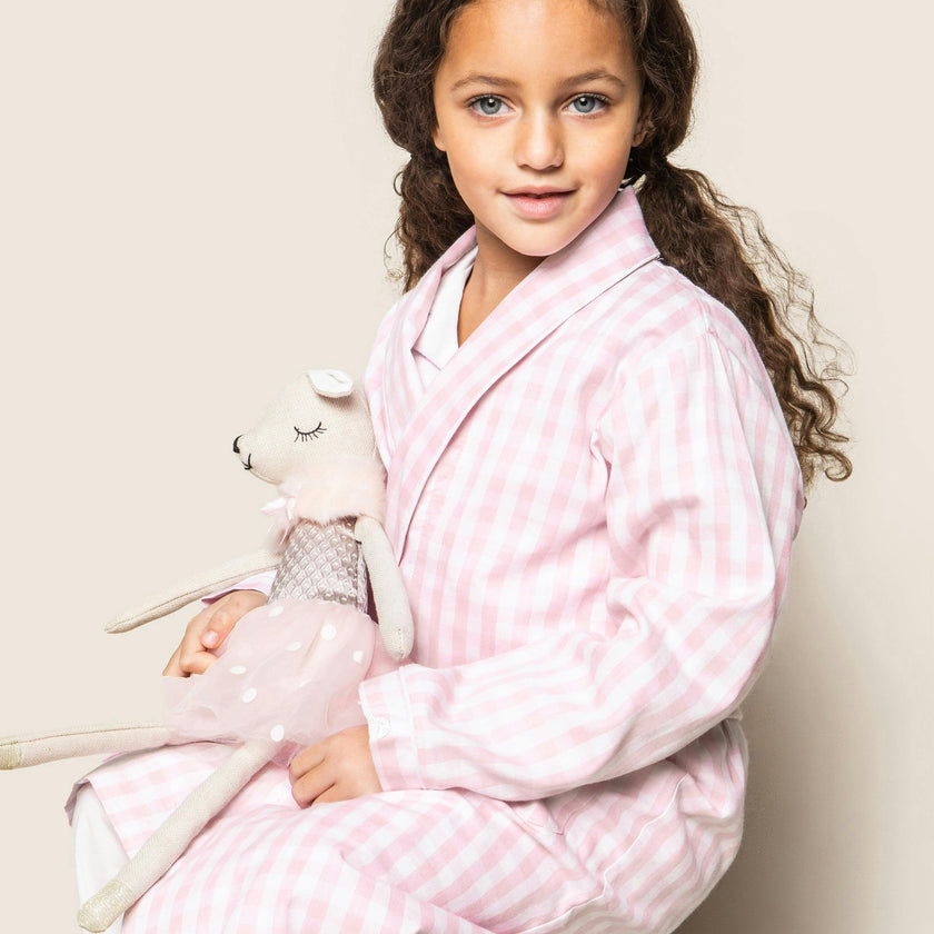 Kid's Twill Robe in Pink Gingham