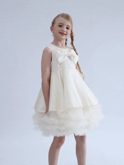 Ivory Anastasia Bow Tulle Dress