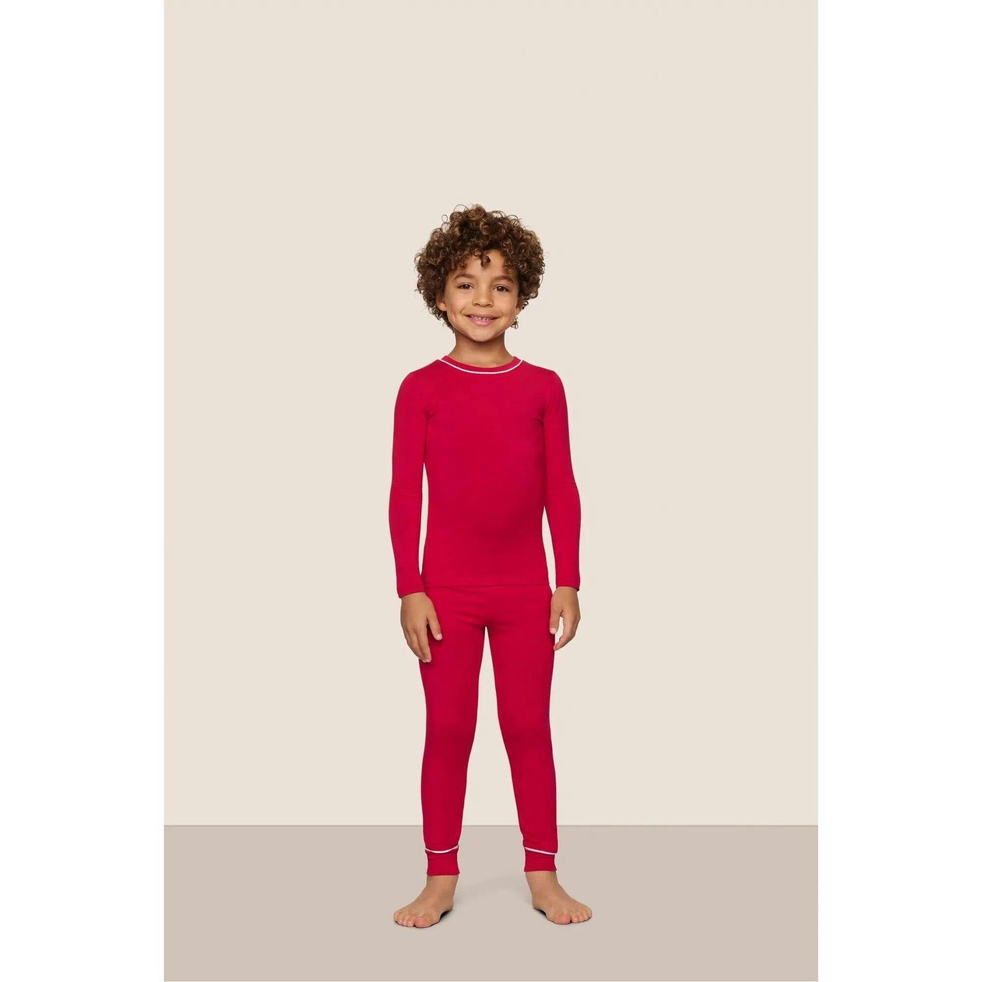 Kids TENCEL Modal Unisex Long PJ Set, Red