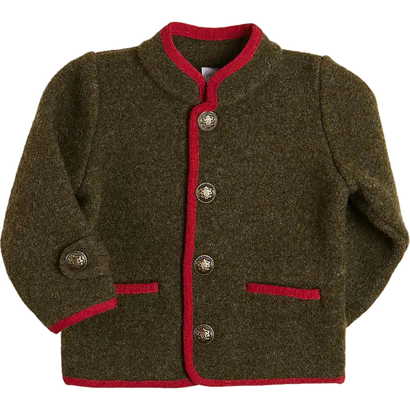 Austrian Single Breasted Contrast Trim Jacket in Green (18mths-10yrs)