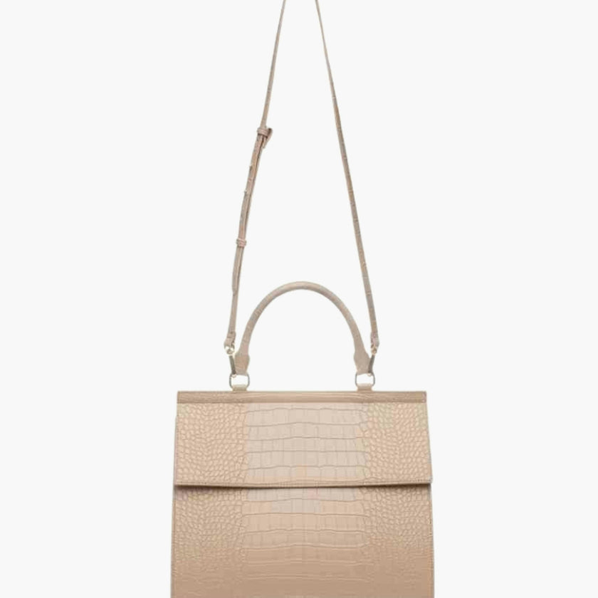 Large, Insulated, Chic Lunchbox, Cream Croc