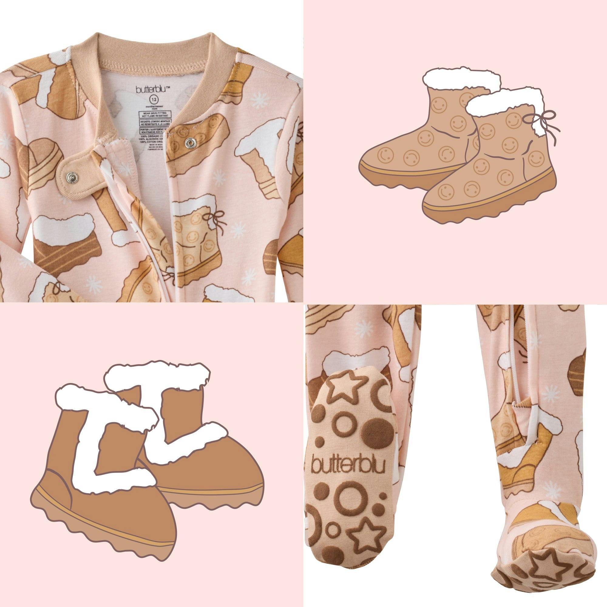 CRUZ Snug Fit Footed Baby Girls Pajamas