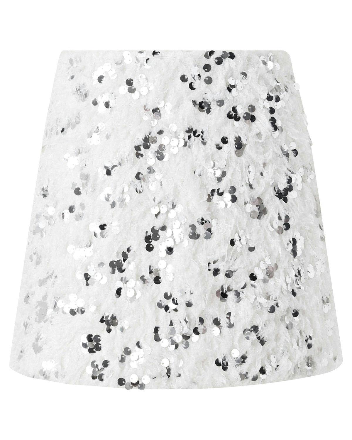 Chrissy Feather Sequin Mini Skirt