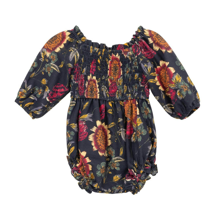 Baby Madeline Romper in Moody Sunflower
