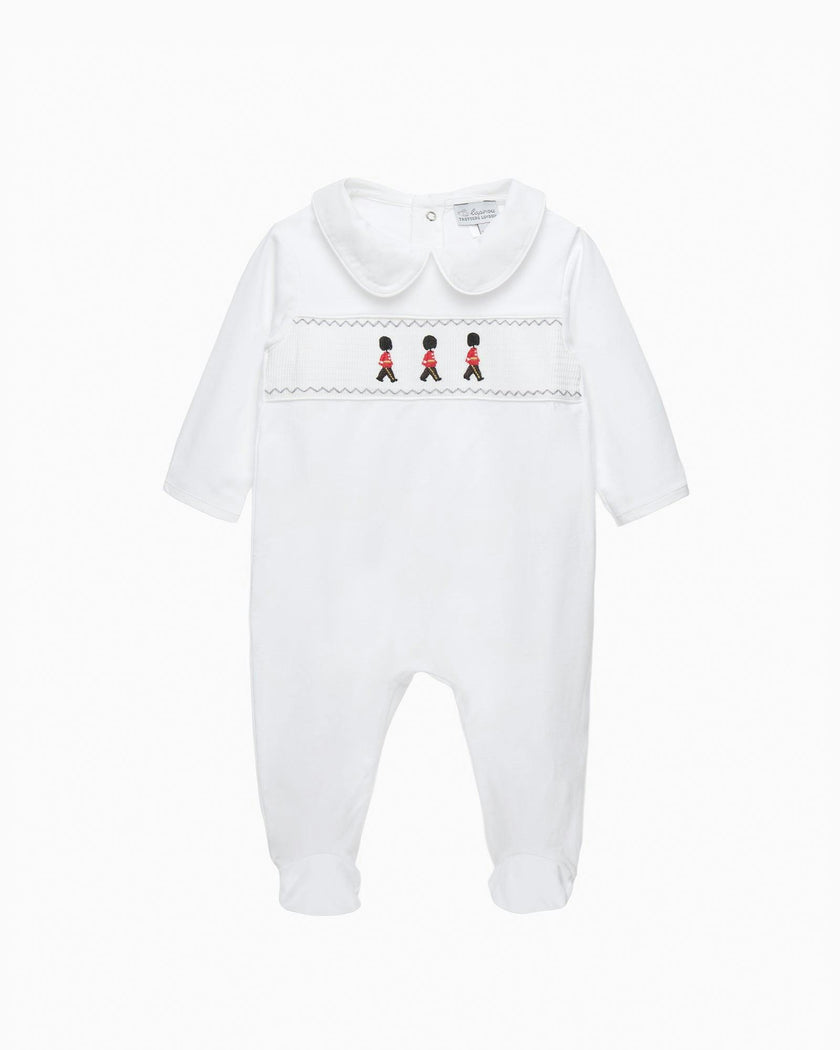 Baby Smocked Onesie in Guardsman