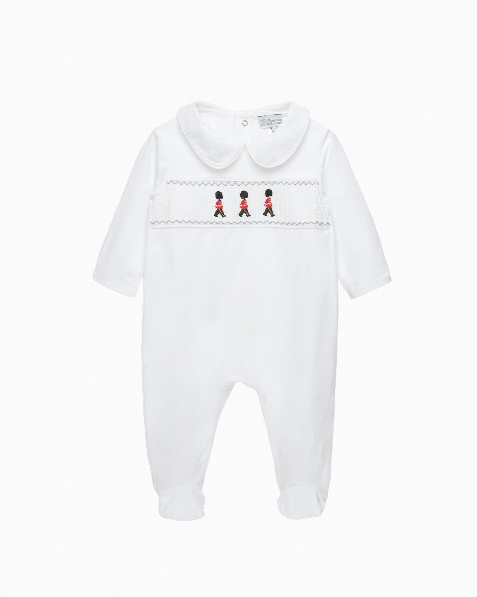 Baby Smocked Onesie in Guardsman