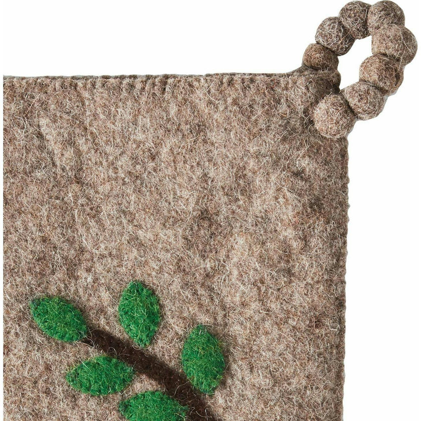 Cardinal Christmas Stocking Hand Felted Wool Gray