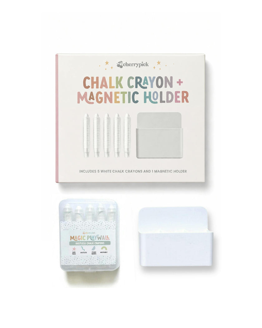 Dustless Chalk Crayons + Magnetic Holder Bundle for Magic Playwall