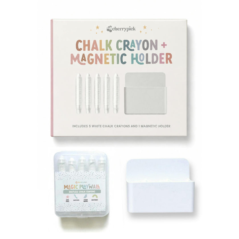 Dustless Chalk Crayons + Magnetic Holder Bundle for Magic Playwall
