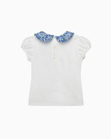 Pie Crust Jersey Top in Blue Mitsi Valeria