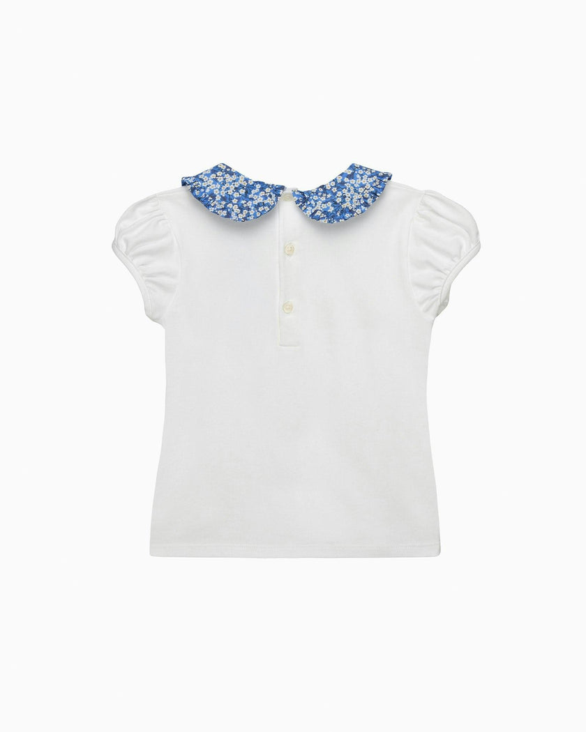 Pie Crust Jersey Top in Blue Mitsi Valeria