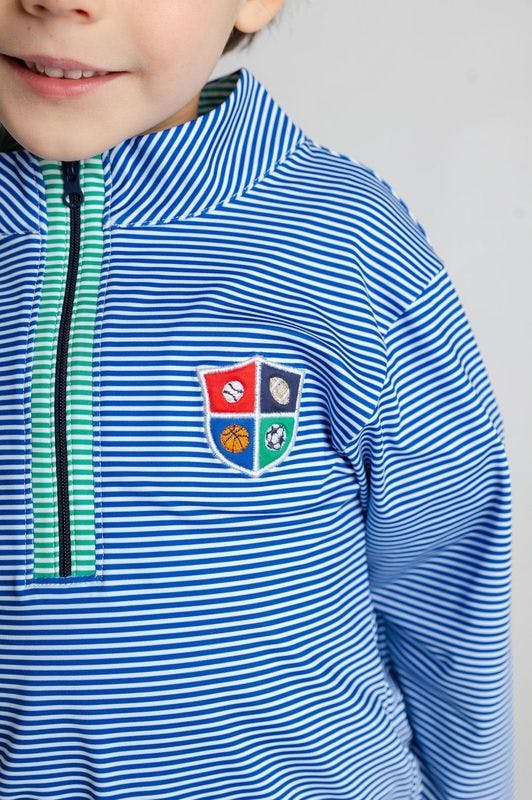 Stripe Performance Knit Half Zip With Sports Crest