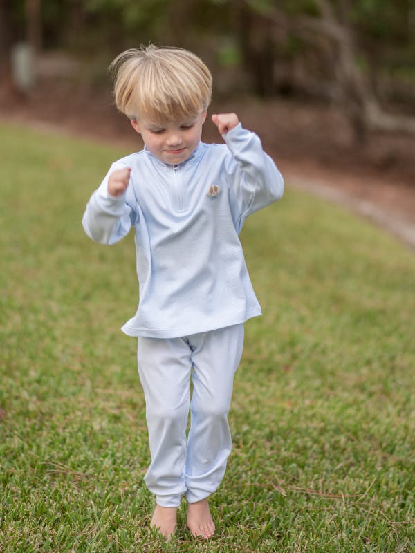 Spotted Half Zip Baby Pullover Set