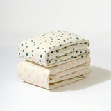 Crib Sheet in GOTS Certified Organic Brushed Cotton in Ivory with Navy Stars