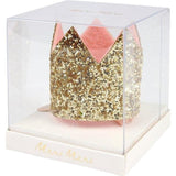 Mini Gold Glitter Crown Hair Clip