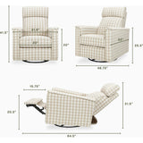 Willa Pro Power Glider Recliner w/ Power Lumbar in Tan Gingham