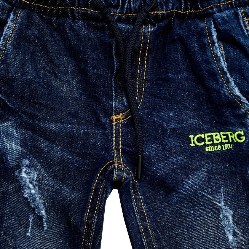 Neon Pop Logo Distressed Jeans