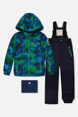 Two Piece Play Snowsuit Blue and Green Checkered Print with Navy Pants