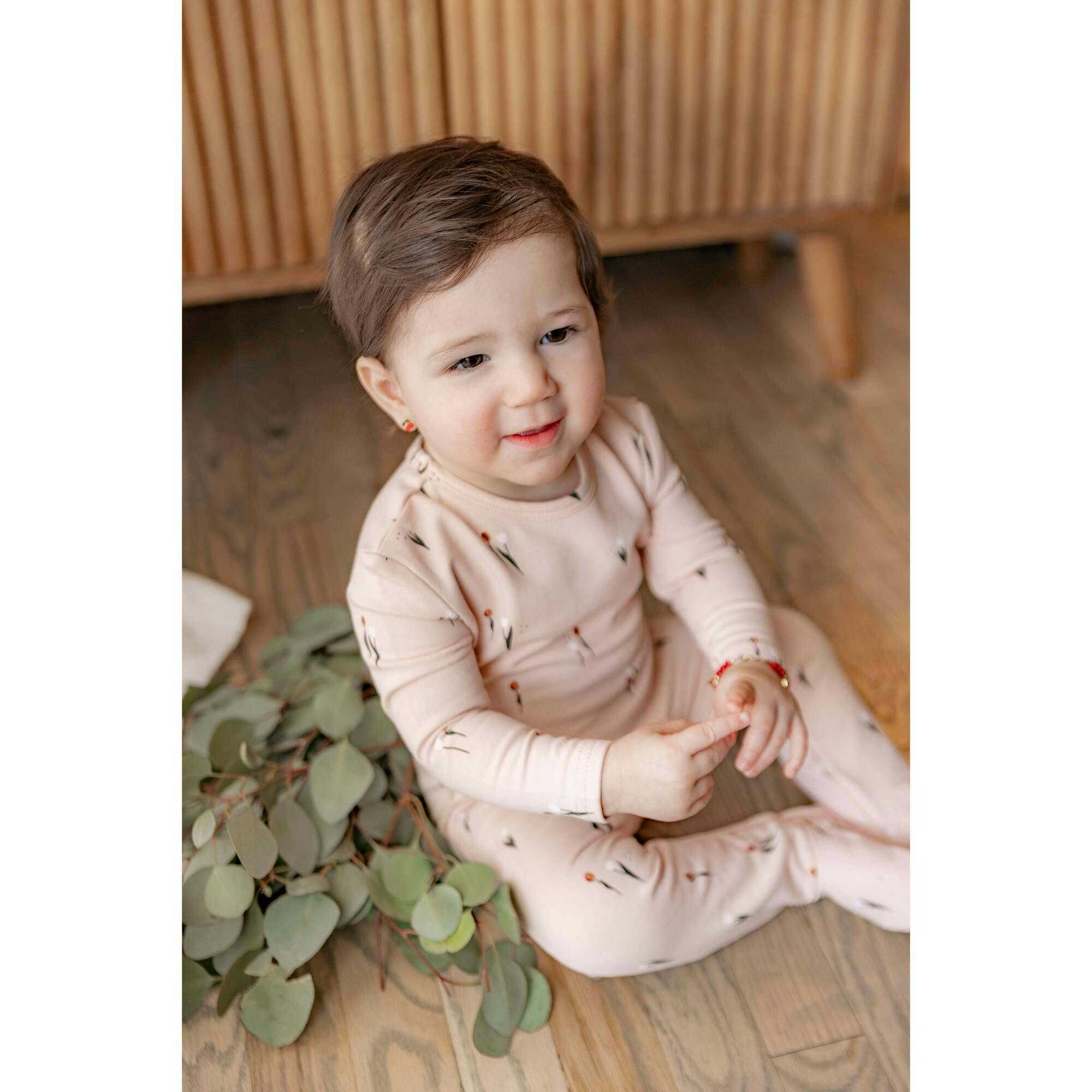 Scooter and Tulip Printed Onesie Dark Almond