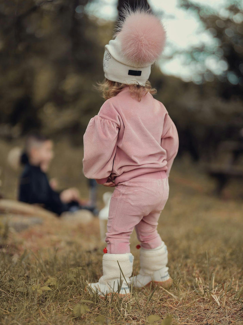 Baby Girls Velour Neck Sweater & Pant 2-Piece Set