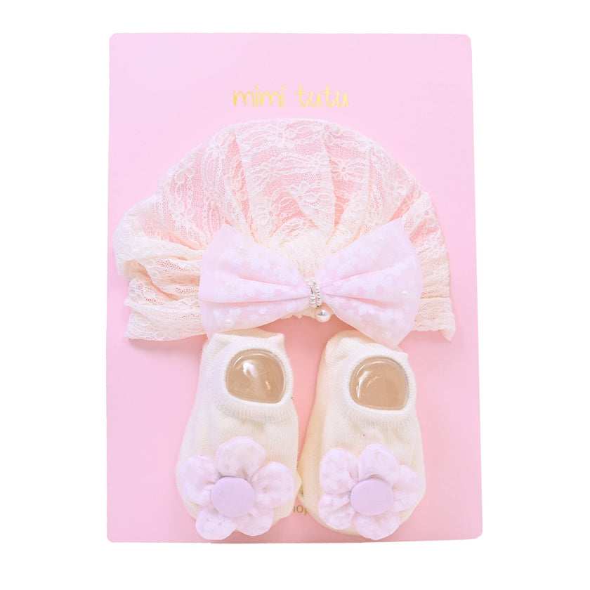 Pink Bow and Flower White Gift Set