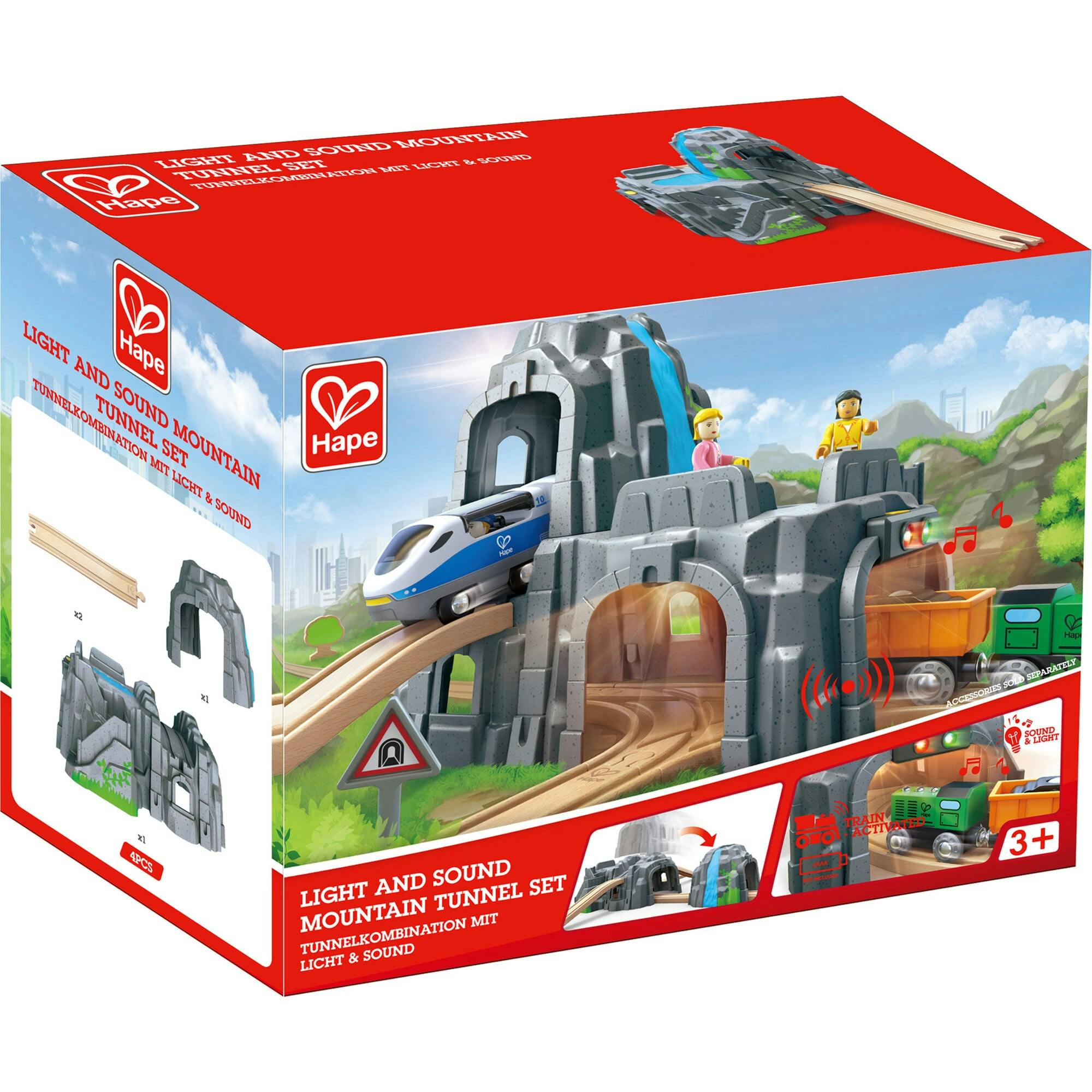 Hape: Light & Sound Mountain Tunnel Set&nbsp;- Rock Mountain Formation & Train Track