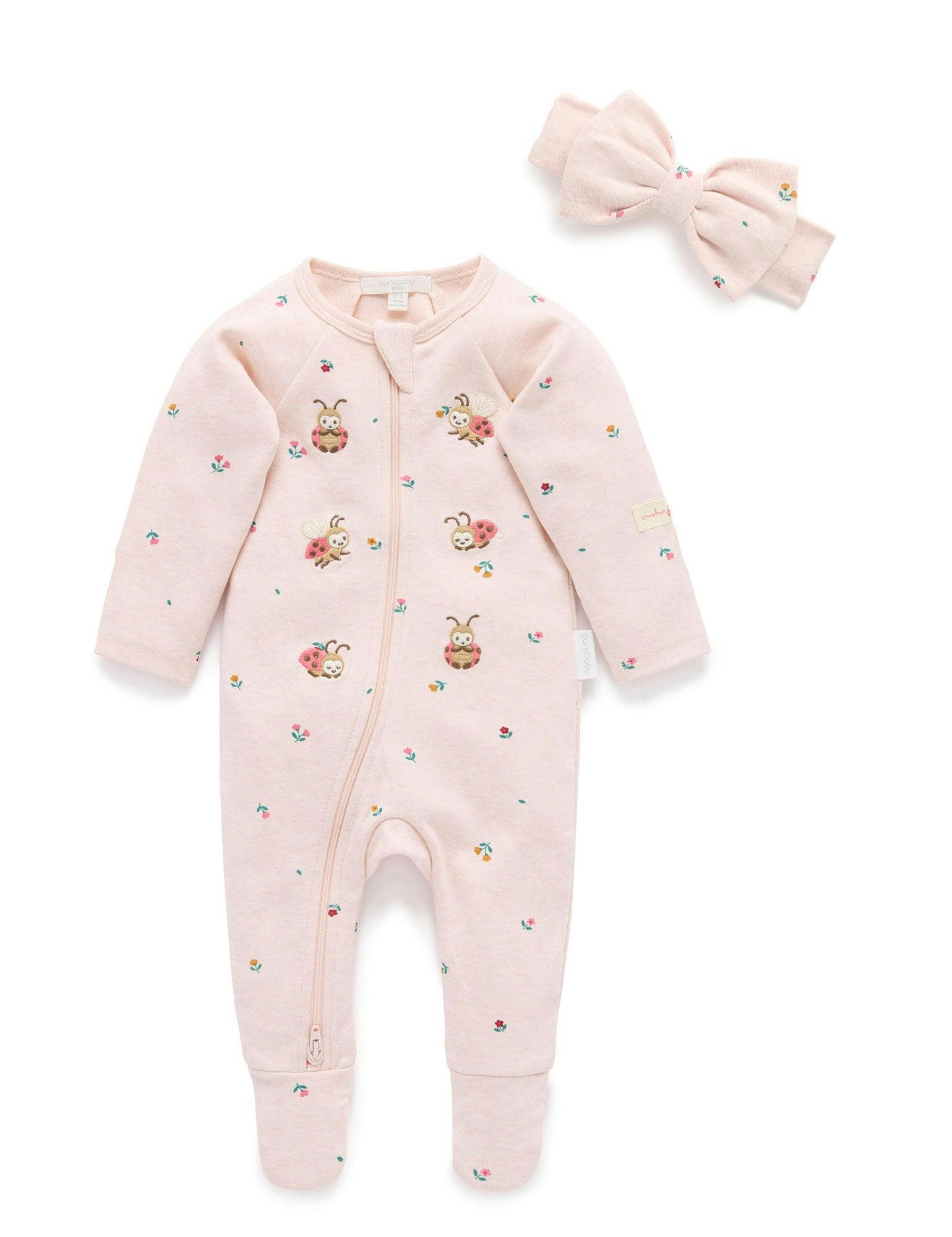 Thick Zip Growsuit Set Sweet Pea Print