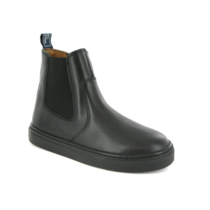 Smooth Leather Chelsea Sneaker Boots, Black
