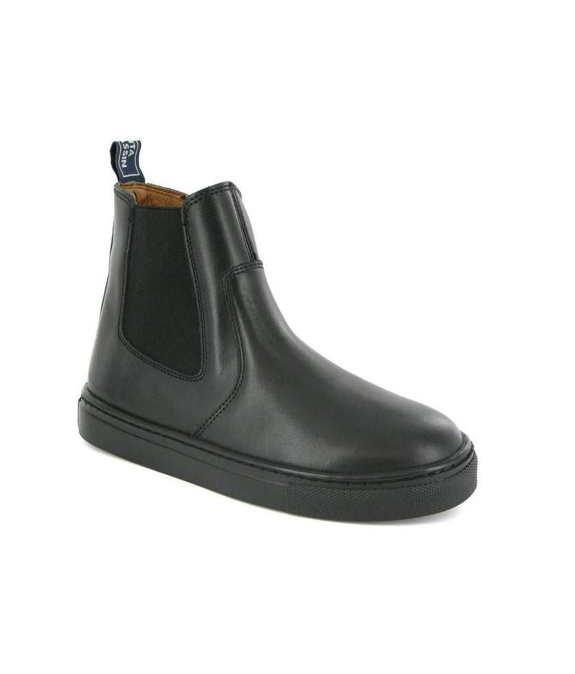 Smooth Leather Chelsea Sneaker Boots, Black