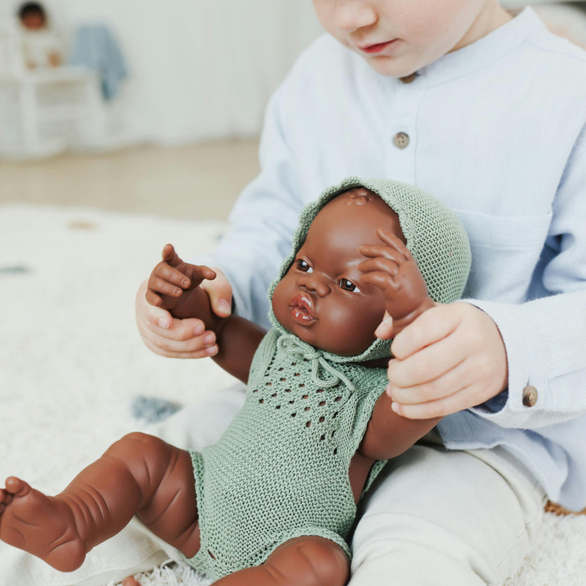Knitted Doll Outfit 15 3/4'' – Romper & Bonnet