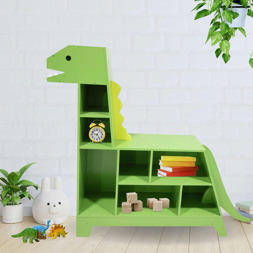 Dinosaur Shaped Bookcase / Toy Organizer With Assorted Cubbies