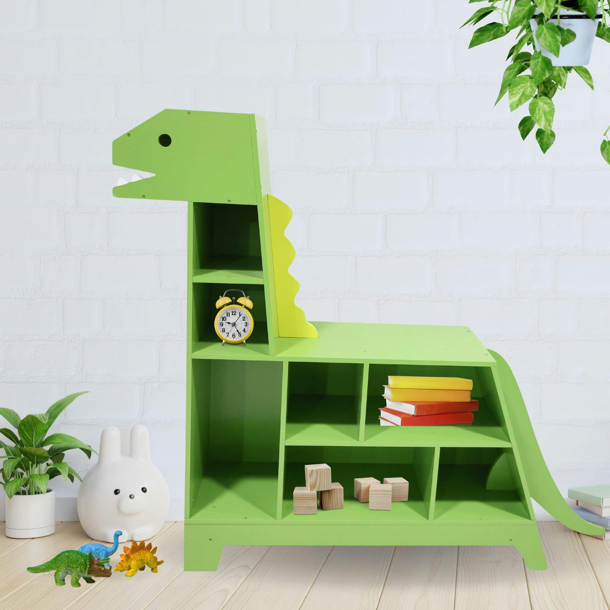 Dinosaur Shaped Bookcase / Toy Organizer With Assorted Cubbies