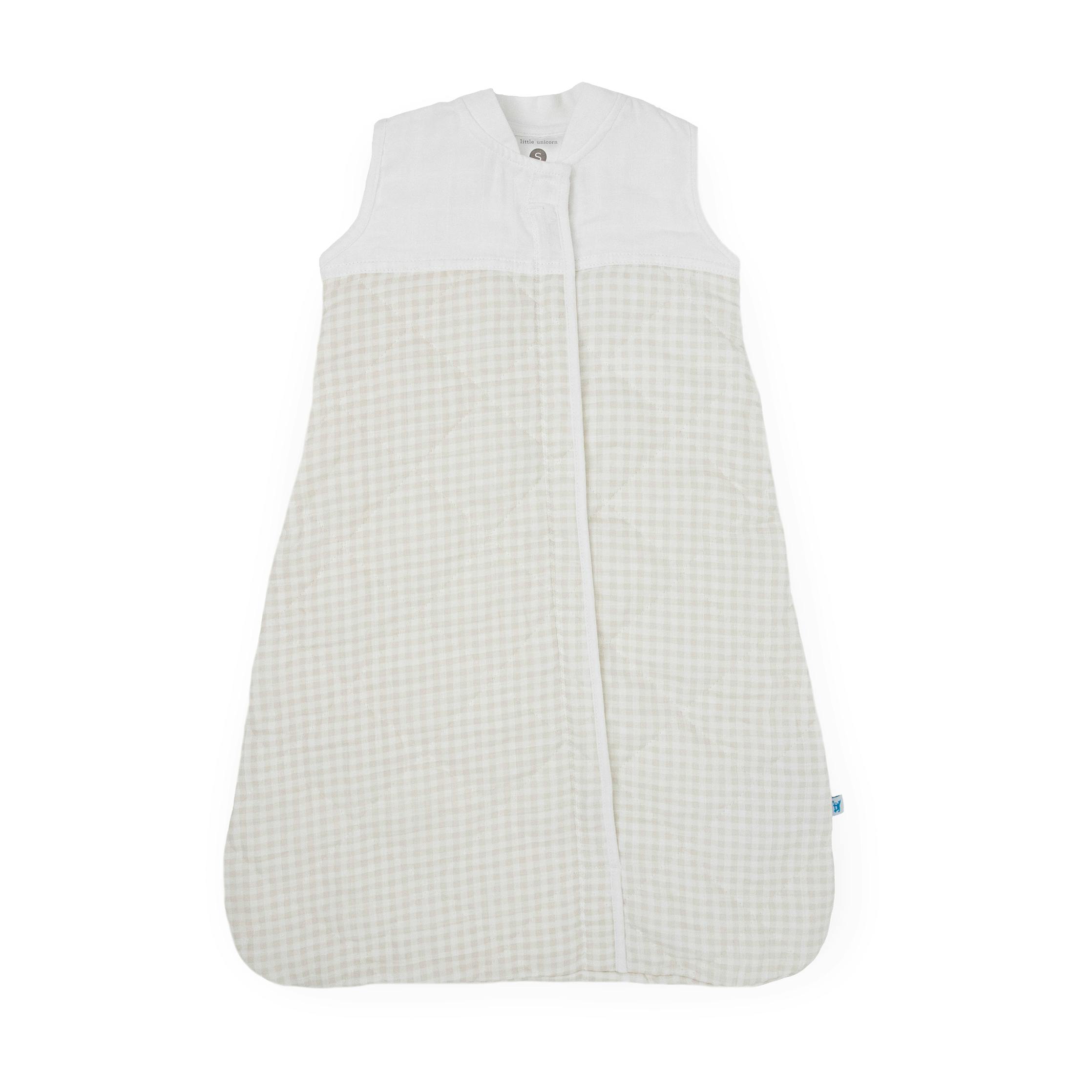 Cotton Muslin Quilted Sleep Bag - Tan Gingham